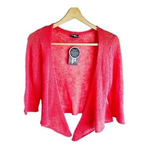 Wooden Ships Ballet Top cropped open knit sweater size M/L new with tags coral